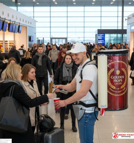 Beer dispensing backpack used at Sydney Harbour Festival for mobile hawker-style beverage service during outdoor concerts.