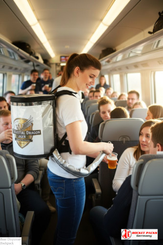 Beer backpack enabling hawker-style drink service at Columbus event.