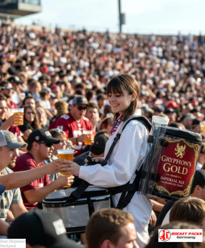 Beer backpack providing on-the-go drink service along the Las Vegas Strip.
