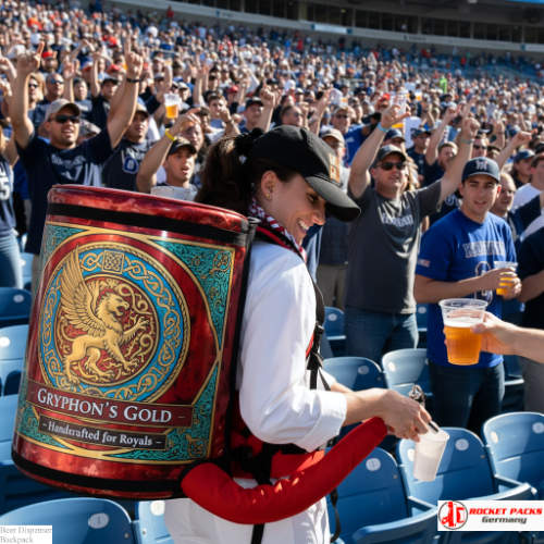 Beer backpack used at San Jose tech convention for mobile service.