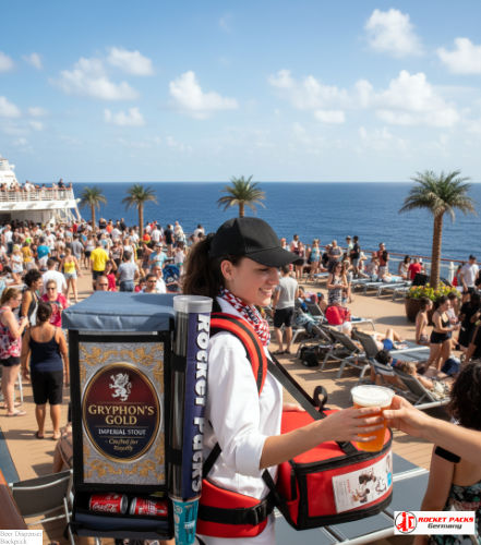 Mobile beer backpack enhancing brand appearance and sampling at a Melbourne live event festival.