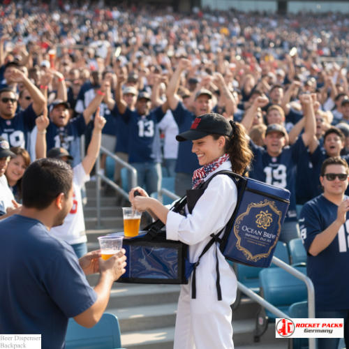Professional beer backpack providing on-the-go drink service at Dublin street festival with live marketing activation