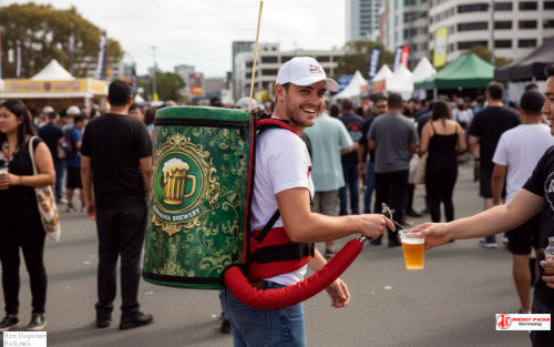 Professional beer backpack enabling product sampling at Vancouver Beer Festival.
